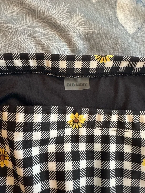 NWT Old Navy Black & White Gingham High-Waist Swim Bottoms w/Yellow Flowers XL - Picture 3 of 6